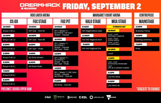 Here’s the DreamHack Melbourne 2022 schedule - Snowball Esports